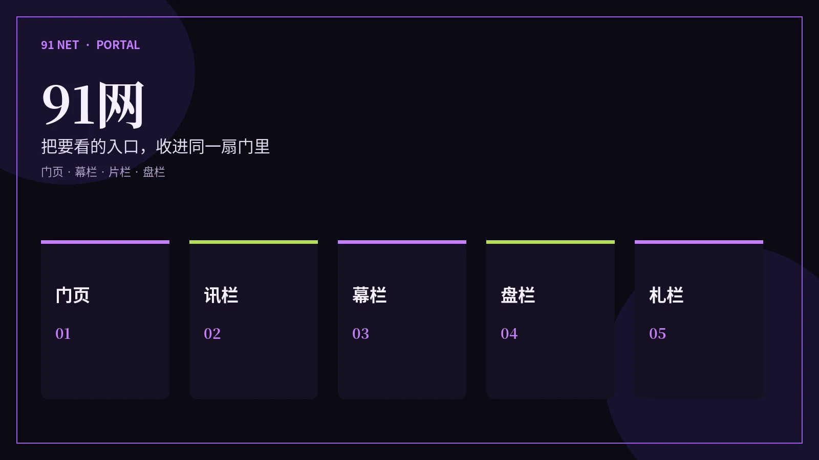 91网门户导览封面
